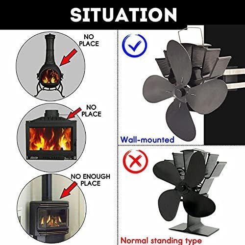  EastMetal Eco Friendly Fireplace Fan, 4 Blade Wall Mounted Stove Pipe Fan, Save Fuel Stove Burner Fan, Silent Operation No Battery or Electricity Required, for Pellet/Wood/Log Burn
