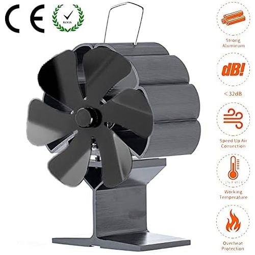  EastMetal Stove Fan with 6 Blade, Upgrade Fireplace Fan, Mini Size Heat Powered Stove Top Fan, Eco Friendly Heat Circulation Efficient Heat Distribution, for Wood/Log Burner/Stove/