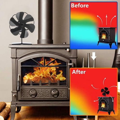  EastMetal Stove Fan with 6 Blade, Upgrade Fireplace Fan, Mini Size Heat Powered Stove Top Fan, Eco Friendly Heat Circulation Efficient Heat Distribution, for Wood/Log Burner/Stove/