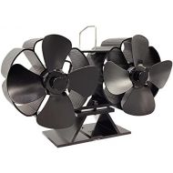 EastMetal Stove Fan with 8 Blade, Double Head Fireplace Fan, Eco Friendly Log Burner Fan, Efficient Heat Distribution Silent Operation Heat Powered, for Gas/Pellet/Wood/Log Burning