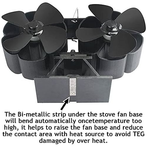  EastMetal Stove Fan with 8 Blade, Double Head Fireplace Fan, Eco Friendly Log Burner Fan, Efficient Heat Distribution Silent Operation Heat Powered, for Gas/Pellet/Wood/Log Burning