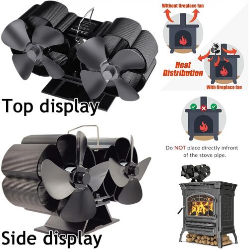  EastMetal Stove Fan with 8 Blade, Double Head Fireplace Fan, Eco Friendly Log Burner Fan, Efficient Heat Distribution Silent Operation Heat Powered, for Gas/Pellet/Wood/Log Burning