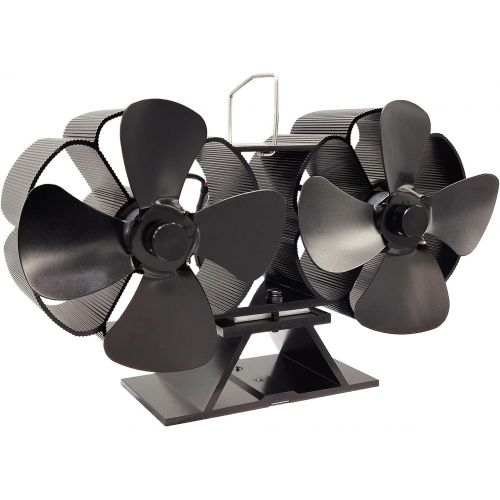  EastMetal Stove Fan with 8 Blade, Double Head Fireplace Fan, Eco Friendly Log Burner Fan, Efficient Heat Distribution Silent Operation Heat Powered, for Gas/Pellet/Wood/Log Burning