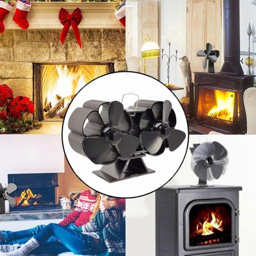 EastMetal 6 Blade Stove Fan, Upgrade Double Head Fireplace Fan, Environment Friendly Stove Top Fan, Silent Operation Efficient Heat Distribution, for Gas/Pellet/Wood/Log Burning St