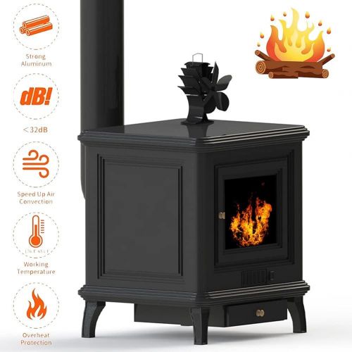  EastMetal Stove Fans, Fireplace Fan with 5 Blades, Eco Friendly Stove Burner Fan, Heat Circulation Silent Operation No Battery or Electricity Required 250CFM, for Wood/Log Burner/S