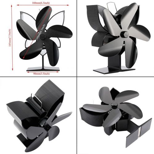  EastMetal Stove Fan with 5 Blades, Heat Powered Fireplace Fan, Mini Log Burner Fan, Silent Operation Efficient Heat Distribution Eco Friendly 210CFM, for Gas/Pellet/Wood/Log Burnin