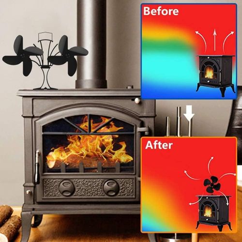  EastMetal 8 Blades Stove Fan, Double Head Stove Top Fan, Heat Powered Save Fuel Fireplace Fan, No Battery or Electricity Required Efficient Heat Distribution, for Gas/Pellet/Wood/L