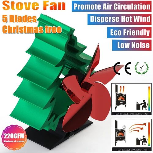  EastMetal Stove Fan with 5 Blades, Heat Powered Fireplace Fan, Christmas Tree Stove Burner Fan, No Battery or Electricity Required Silent Operation Mini Size, for Gas/Pellet/Wood/L