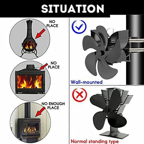  EastMetal Wall Mounted Fireplace Fan, 5 Blade Eco Friendly Fireplace Pipe Fan, Log Burner Tube Fan, No Battery or Electricity Required Silent Operation, for Gas/Pellet/Wood/Log Bur