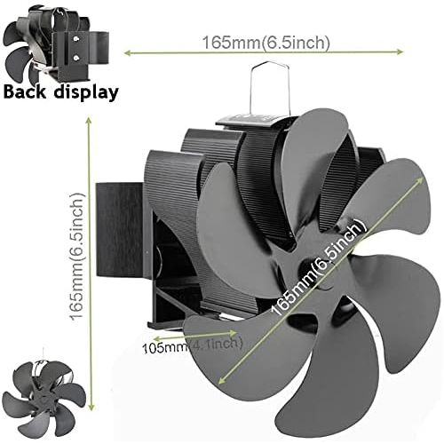  EastMetal Fireplace Fan with 6 Blades, Wall Mounted Stove Fan, Eco Friendly Log Burner Pipe Fan, No Battery or Electricity Required Silent Operation, for Gas/Pellet/Wood/Log Burnin