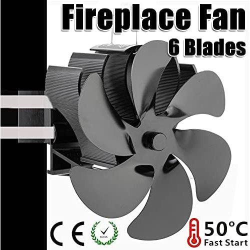  EastMetal Fireplace Fan with 6 Blades, Wall Mounted Stove Fan, Eco Friendly Log Burner Pipe Fan, No Battery or Electricity Required Silent Operation, for Gas/Pellet/Wood/Log Burnin