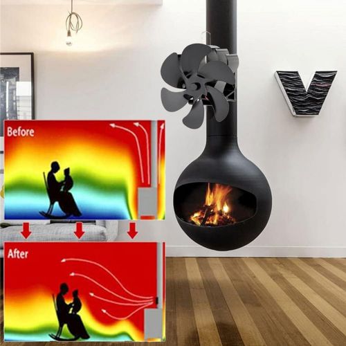  EastMetal Fireplace Fan with 6 Blades, Wall Mounted Stove Fan, Eco Friendly Log Burner Pipe Fan, No Battery or Electricity Required Silent Operation, for Gas/Pellet/Wood/Log Burnin