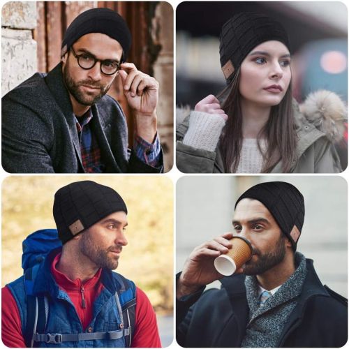  EastPin Bluetooth Beanie, Mens Gifts, Electronic Gifts for Men, Fashion Gifts for Women, Bluetooth Hats for Men and Women, Music Hat with Bluetooth Headphones (Black)