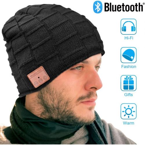  EastPin Bluetooth Beanie, Mens Gifts, Electronic Gifts for Men, Fashion Gifts for Women, Bluetooth Hats for Men and Women, Music Hat with Bluetooth Headphones (Black)