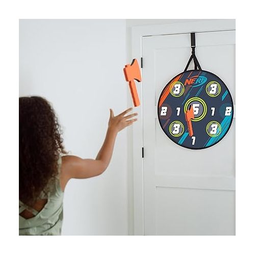  NERF Lumberjack Toss Axe Throw - Back-of-Door Axe Tossing Target with 2 Foam Axes - Great for Game Rooms or Kids Bedrooms