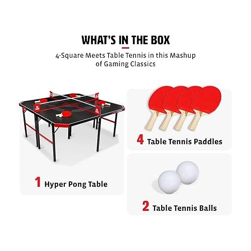  EastPoint Sports Hyper Pong 4-Way Table Tennis - Four Square Ping Pong Mashup Fun for The Whole Family