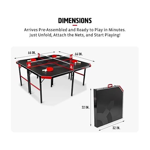  EastPoint Sports Hyper Pong 4-Way Table Tennis - Four Square Ping Pong Mashup Fun for The Whole Family