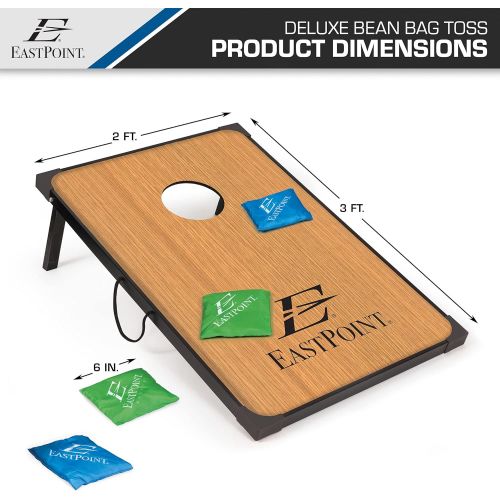  EastPoint Sports Cornhole Game Set Bean Bag Toss MDF - 2 W x 3 L - Built-In Storage, Convenient Carry Handles and 8 Premium Bean Bags