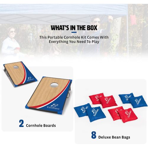  EastPoint Sports Cornhole Game Set Bean Bag Toss MDF - 2 W x 3 L - Built-In Storage, Convenient Carry Handles and 8 Premium Bean Bags