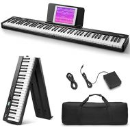 Eastar EP-10 Beginner Foldable Digital Piano 88 Key Full Size Semi Weighted Keyboard, Bluetooth Portable Electric Piano with Piano Bag