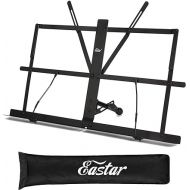 Eastar Tabletop Music Stand for Sheet Music ESMF-3, Table Top Desktop Book Stand Folding Portable Sheet Music Stand Adjustable Travel Music Holder Lightweight with Carrying Bag, Black