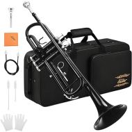 Eastar Bb Trumpet Standard Trumpet Set for Student Beginner with Hard Case, Cleaning Kit, 7C Mouthpiece and Gloves, Brass Bb Trumpet Instrument, Black, ETR-380B