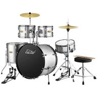 Eastar 22 inch Drum Set Kit Full Size for Adult Junior Teen 5 Piece with Cymbals Stands Stool and Sticks, Metallic Blue