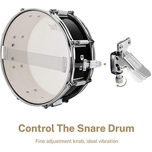  Eastar 22 inch Drum Set Kit Full Size for Adult Junior Teen 5 Piece with Cymbals Stands Stool and Sticks, Mirror Black
