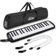 Eastar 37 Key Melodica Instrument with Mouthpiece Air Piano Keyboard,Carrying Bag Black