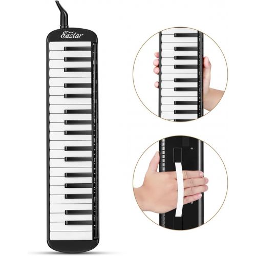  Eastar 37 Key Melodica Instrument with Mouthpiece Air Piano Keyboard,Carrying Bag Black