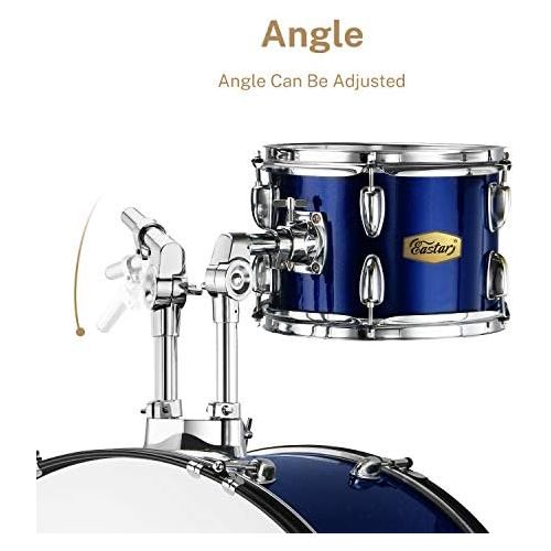  [아마존베스트]Eastar 22 inch Drum Set Kit Full Size for Adult Junior Teen 5 Piece with Cymbals Stands Stool and Sticks, Metallic Blue