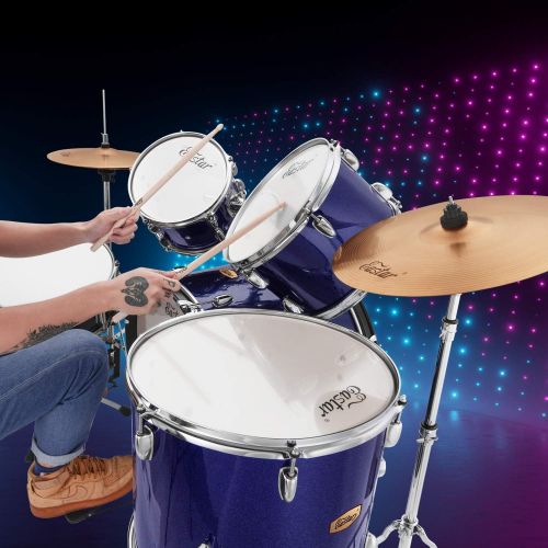  [아마존베스트]Eastar 22 inch Drum Set Kit Full Size for Adult Junior Teen 5 Piece with Cymbals Stands Stool and Sticks, Metallic Blue