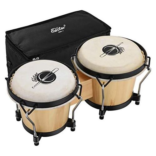  [아마존베스트]Eastar EBO-1 Bongo Drum 6 Inches / 15.24 cm and 7 Inches / 17.78 cm Percussion Wooden Bongo with Bag Natural