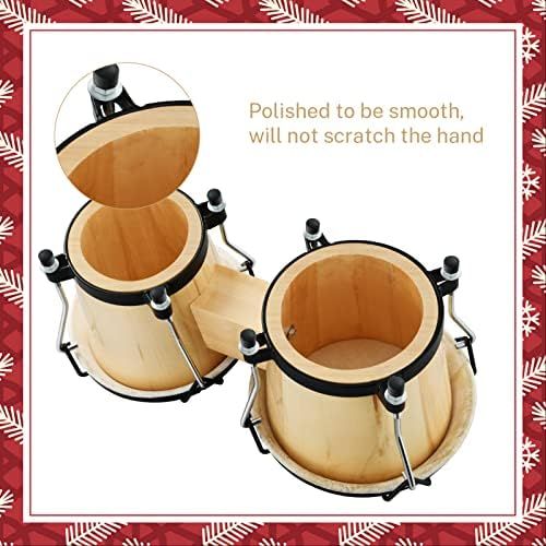  [아마존베스트]Eastar EBO-1 Bongo Drum 6 Inches / 15.24 cm and 7 Inches / 17.78 cm Percussion Wooden Bongo with Bag Natural