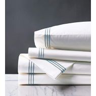 Eastern Accents Mindy Aqua Solid 100% Egyptian Cotton Sheet Set King White and Sky Blue