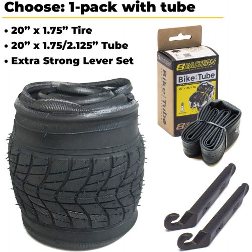  Eastern Bikes 20 Inch Bike Tire Packages for Kids and BMX Tires. Fits 20x1.75 Bike Tube, Tire, Rims, Front or Rear Wheels. Includes Tire Tools. with or Without Tubes. 1 Pack or 2 P