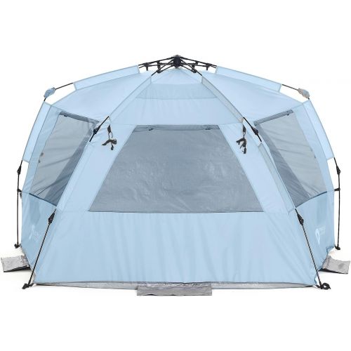  Easthills Outdoors Instant Shader Deluxe XL Beach Tent Easy Up 99 Wide for 4-6 Person Sun Shelter - Extended Zippered Porch Included Blue