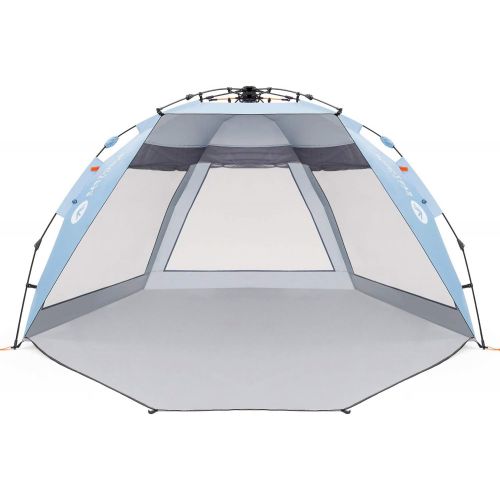  Easthills Outdoors Coastview Ultra XL 4-6 Person Family Beach Tent Quick Setup Instant Anti UV Double Silver Coated Sun Shelter with Extended Floor & Big Window Sky Blue