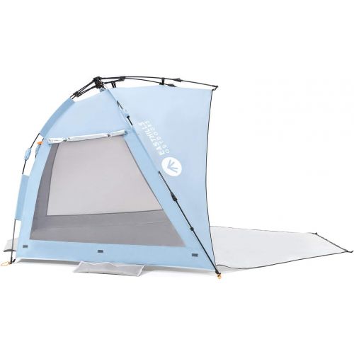  Easthills Outdoors Coastview Ultra XL 4-6 Person Family Beach Tent Quick Setup Instant Anti UV Double Silver Coated Sun Shelter with Extended Floor & Big Window Sky Blue