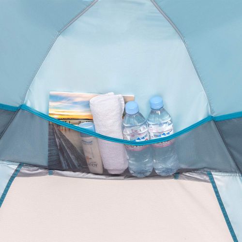  Easthills Outdoors Coastview Ultra XL 4-6 Person Family Beach Tent Quick Setup Instant Anti UV Double Silver Coated Sun Shelter with Extended Floor & Big Window Sky Blue