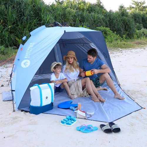  Easthills Outdoors Coastview Ultra XL 4-6 Person Family Beach Tent Quick Setup Instant Anti UV Double Silver Coated Sun Shelter with Extended Floor & Big Window Sky Blue