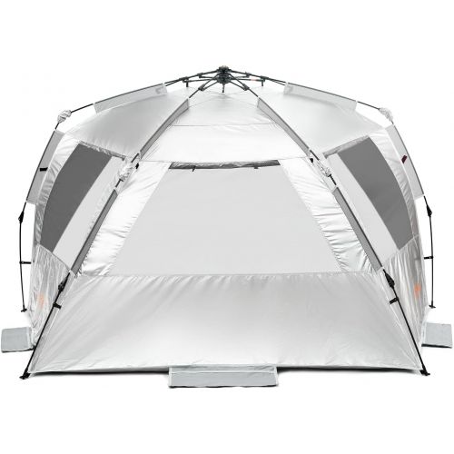  Easthills Outdoors Instant Shader Silver Shelter XL Beach Tent 99 Wide for 4-6 Person UPF 50+ Sun Shelter - Heat Reflective and Light Blocking