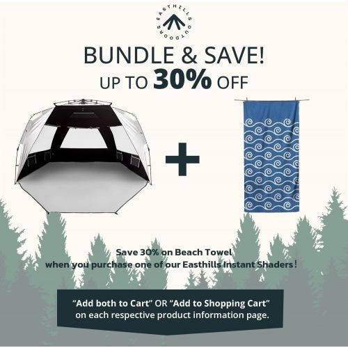  Easthills Outdoors Instant Shader Silver Shelter XL Beach Tent 99 Wide for 4-6 Person UPF 50+ Sun Shelter - Heat Reflective and Light Blocking