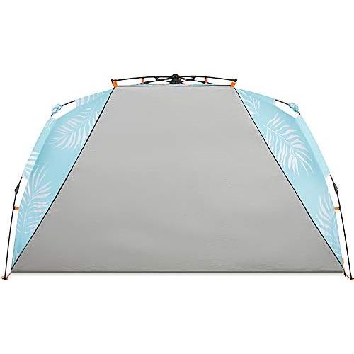  Easthills Outdoors Instant Shader Enhanced (Prints) Deluxe XL Beach Tent 4-6 Person Popup Sun Shelter 99 Wide for Family UPF 50+ Double Silver Coated with Extended Zippered Porch P