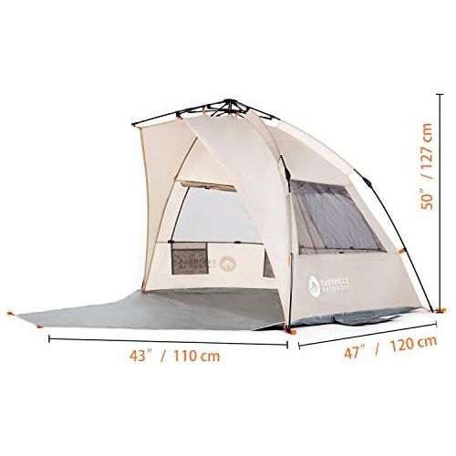  Easthills Outdoors Instant Shader Extended L Easy Up Beach Tent Sun Shelter for 2-4 Person - Extended Zippered Porch