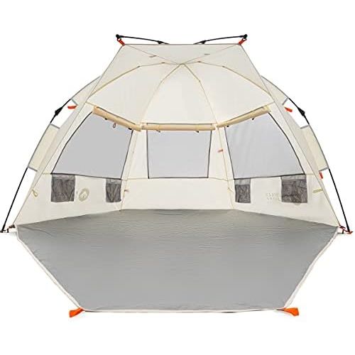  Easthills Outdoors Instant Shader Extended L Easy Up Beach Tent Sun Shelter for 2-4 Person - Extended Zippered Porch