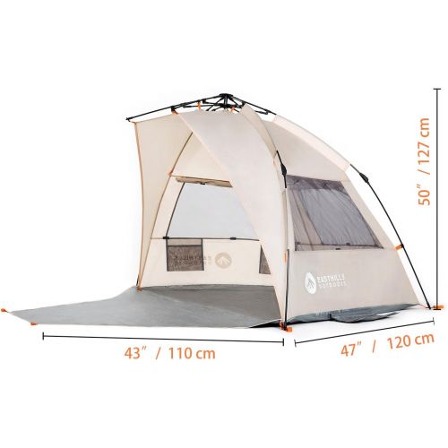  Easthills Outdoors Instant Shader Extended L Easy Up Beach Tent Sun Shelter for 2-4 Person - Extended Zippered Porch