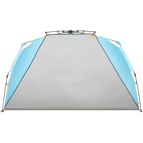  Easthills Outdoors Instant Shader Enhanced (Prints) Deluxe XL Beach Tent 4-6 Person Pop Up Sun Shelter 99 Wide for Family UPF 50+ Double Silver Coated with Extended Zippered Porch