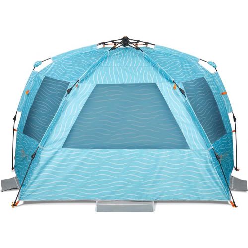  Easthills Outdoors Instant Shader Enhanced (Prints) Deluxe XL Beach Tent 4-6 Person Pop Up Sun Shelter 99 Wide for Family UPF 50+ Double Silver Coated with Extended Zippered Porch