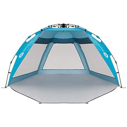  Easthills Outdoors Coastview Ultra XL 4-6 Person Family Beach Tent Quick Setup Instant Anti UV Double Silver Coated Sun Shelter with Extended Floor & Big Window Pacific Blue